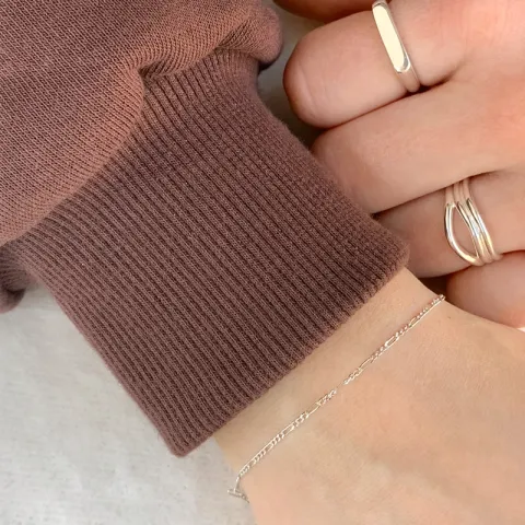 Siersbøl figaroarmband i rhodinerat silver
