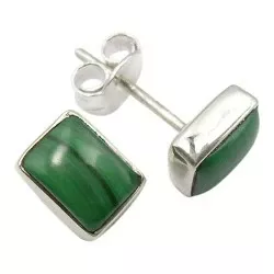 Fyrkantigt gröna örhängen i silver