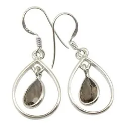 Droppformad kvarts örhängen i silver