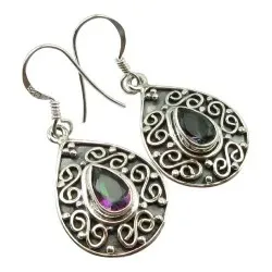 Multifärgade topas örhängen i oxiderat sterlingsilver