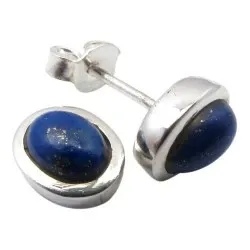 ovala lapis lazuli örhängestift i silver