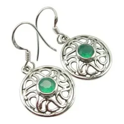 abstrakt gröna onyx örhängen i silver