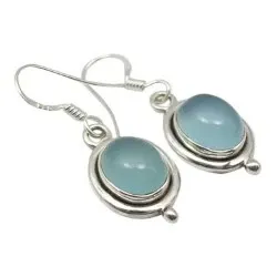 Blå silverörhängen i oxiderat sterlingsilver