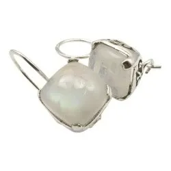 fyrkantigt vita månsten örhängen i silver