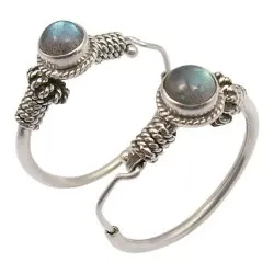 rund creol multifärgade örhängen i oxiderat sterlingsilver