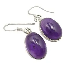 ovala ametist örhängen i silver