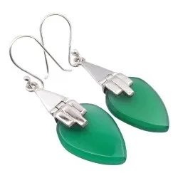 Droppformad gröna onyx örhängen i silver