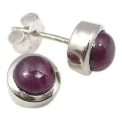 runda röda örhängestift i silver