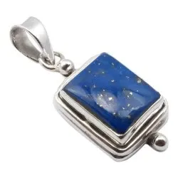 Fyrkantigt blå lapis lazuli hängen i oxiderat sterlingsilver