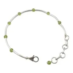 Runt grön peridot armband i silver