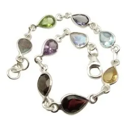 droppe multifärgat armband i silver