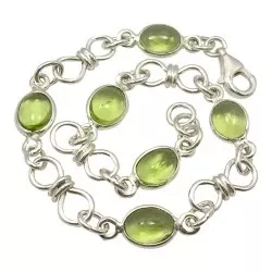 grön peridot armband i silver