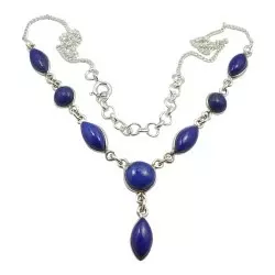 blå halsband i silver