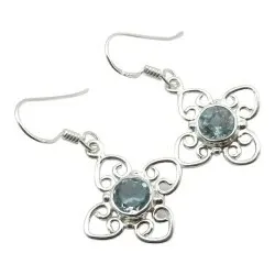 Blå topas örhängen i silver