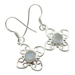 Vita månsten örhängen i silver