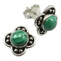 Blommor örhängen i oxiderat sterlingsilver