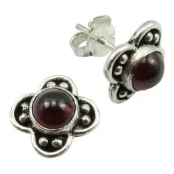 Blommor örhängestift i oxiderat sterlingsilver