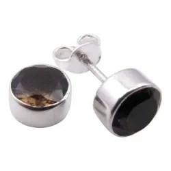 Runda kvarts örhängen i silver