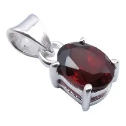 Ovalt granat hängen i silver