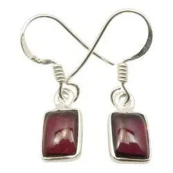 Fyrkantigt granat örhängen i silver