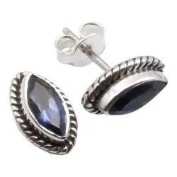 Iolit örhängestift i oxiderat sterlingsilver