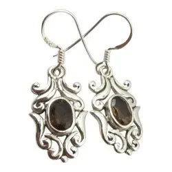 Bruna kvarts örhängen i silver