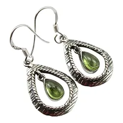 Droppe peridot örhängen i oxiderat sterlingsilver