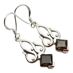 Abstrakt kvarts örhängen i silver