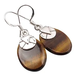 Ovala bruna örhängen i silver