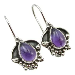 Lila ametist örhängen i oxiderat sterlingsilver