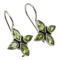 Gröna peridot örhängen i oxiderat sterlingsilver