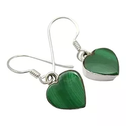 Hjärta gröna örhängen i silver