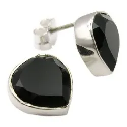 Onyxer örhängestift i silver