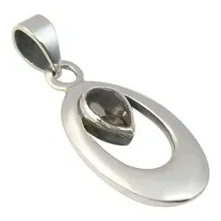 Ovalt kvarts hängen i silver
