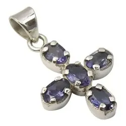 Kors iolit hängen i silver