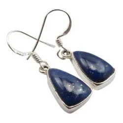 Trekantigt lapis lazuli örhängen i silver