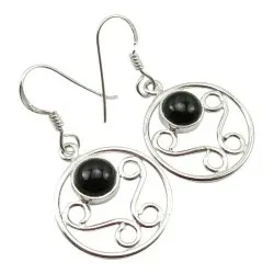 Svarta runda örhängen i silver