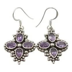 ametist örhängen i oxiderat sterlingsilver