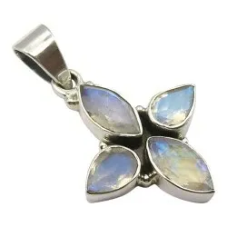 månsten hängen i oxiderat sterlingsilver