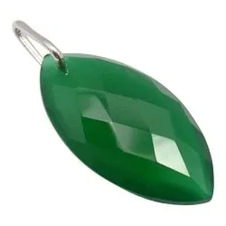 Ovalt grön onyx hängen i silver