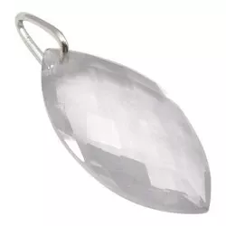 Ovalt vit kristal hängen i silver