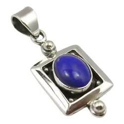 Fyrkantigt lapis lazuli hängen i oxiderat sterlingsilver