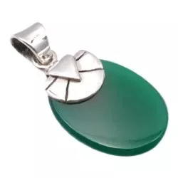 Ovalt grön onyx hängen i silver