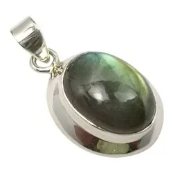 Ovalt blå hängen i silver