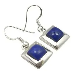 Fyrkantigt lapis lazuli örhängen i silver
