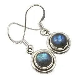 blå örhängen i oxiderat sterlingsilver