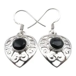 Hjärta onyxer örhängen i silver