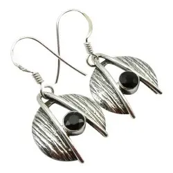 äkta onyxer örhängen i oxiderat sterlingsilver