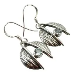äkta topas örhängen i oxiderat sterlingsilver