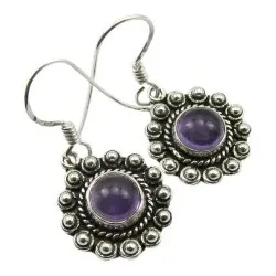 lila ametist örhängen i oxiderat sterlingsilver